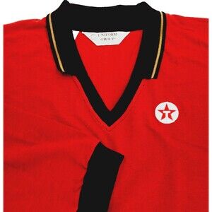 Texaco Gas Polo Shirt Red 3/4 Sl Cotton 6XL Uniform Group Mechanics Oil